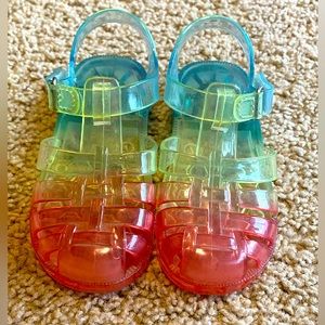 Rainbow jelly sandals toddler size 7.